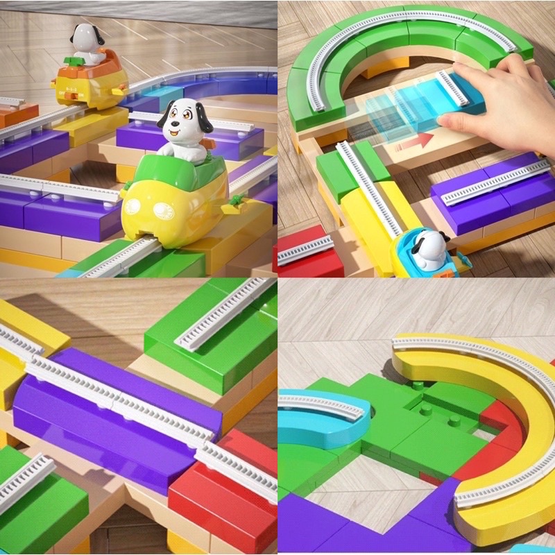 diy assembly car rail tracks mainan hits korea interlocking brick toys