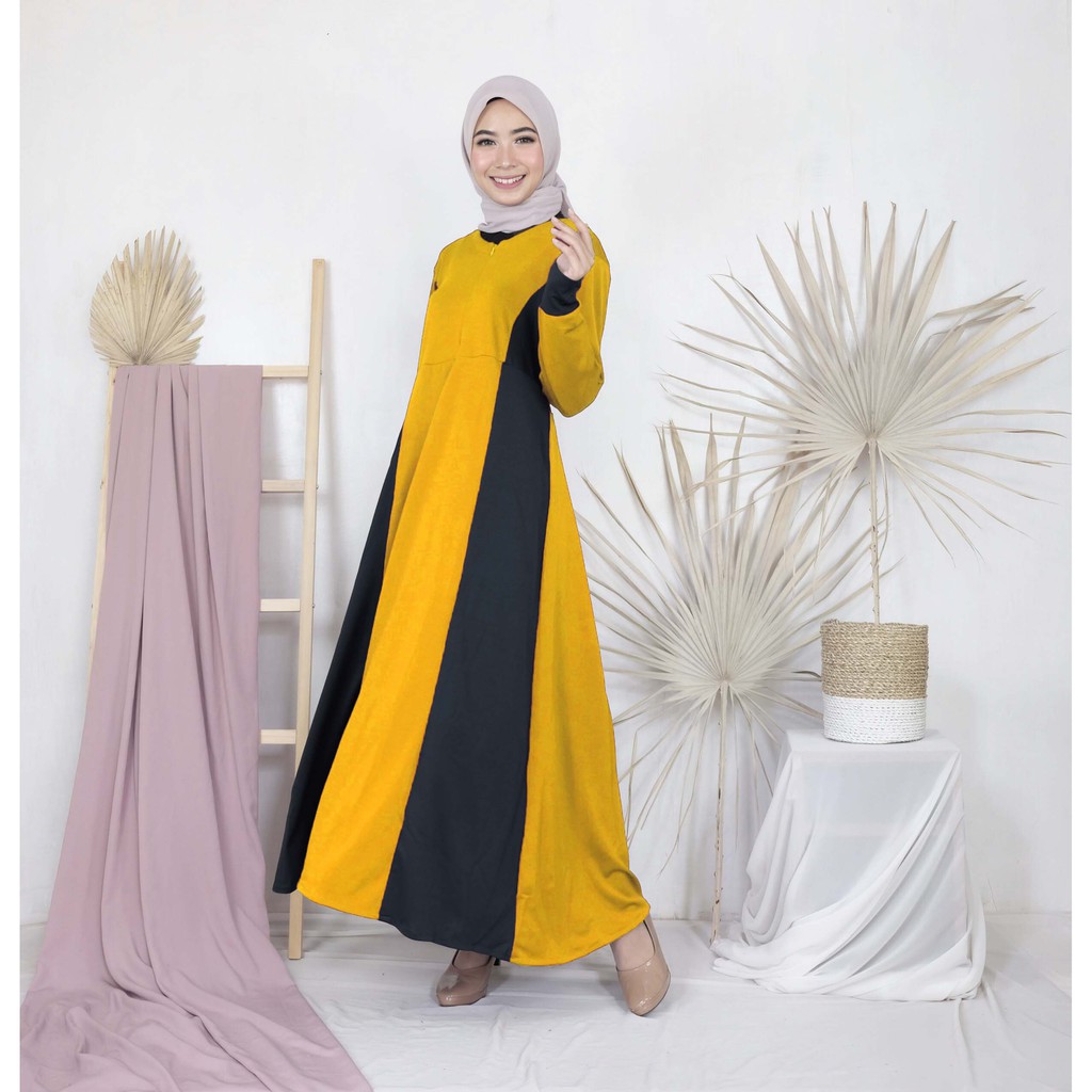 GAMIS SYARI JINGGA CREPE BUSUI