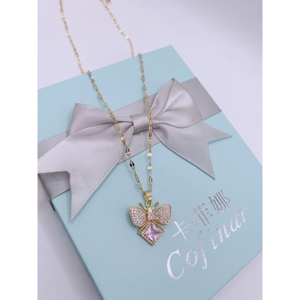 COD! kalung titanium anti karat/ kalung pink bee necklace / kalung lebah