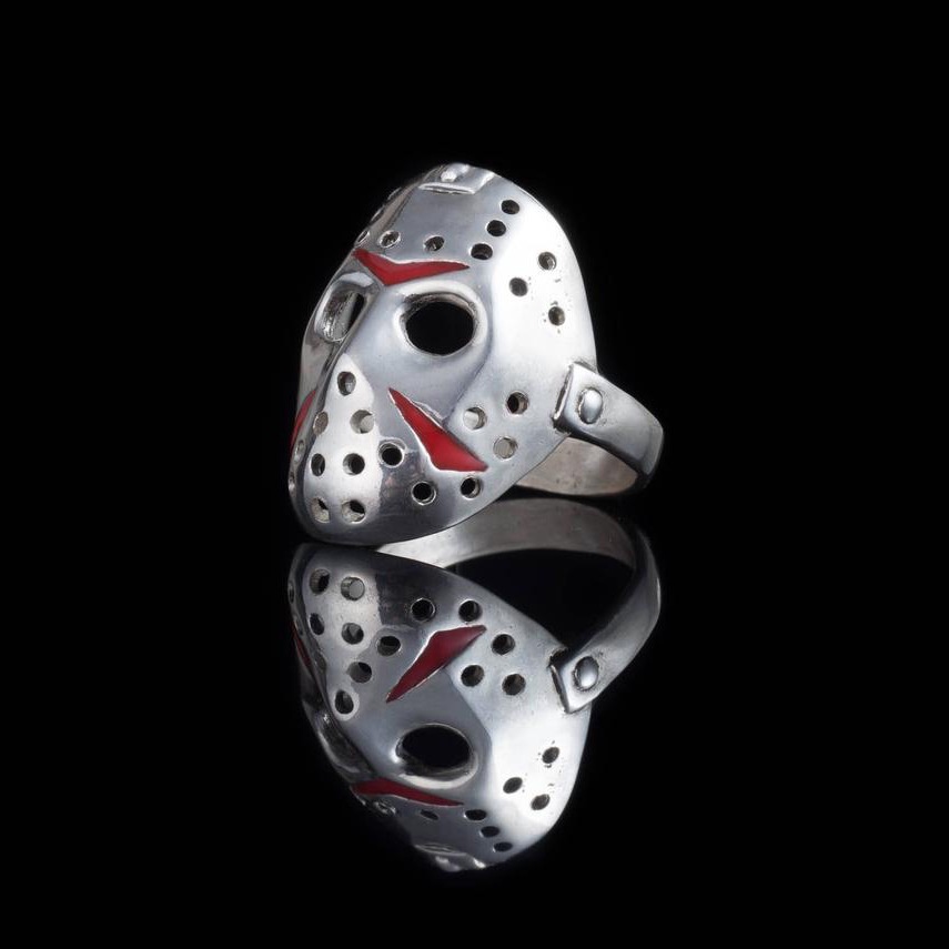 Cincin Desain Topeng Film Horror Bahan Stainless Steel S925