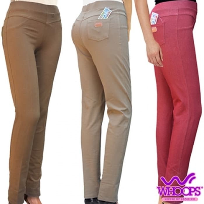 Celana Panjang Legging Whoops Pensil Basic Katun Spandex Denim Formal Casual Kerja Kuliah Murah Ori