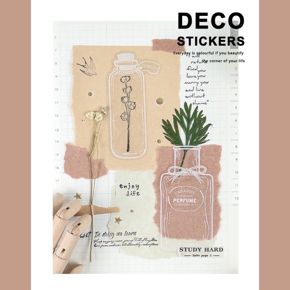 

[ 30 pcs ] Aesthetic Sticker/Stiker Transparan/Dekorasi Journal Scrapbook - Bentuk Toples kaca