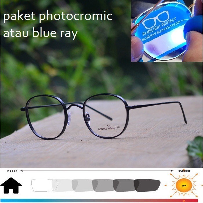 Kacamata Photocromic Fashion 2261 UNISEX Anti radiasi Blueray Lensa Normal/Minus Kacamata Korea Antiradiasi bluray bluecromic bisa minus dan request minsu dan cyl silinder