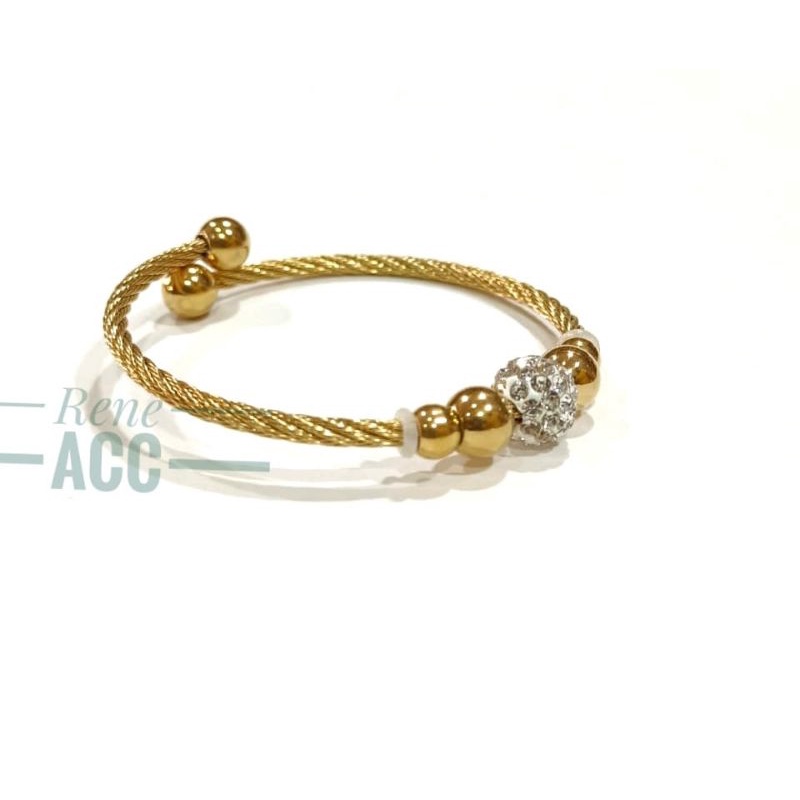 Gelang titanium wanita bola permata cantik anti karat