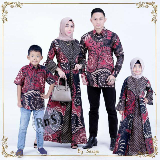 Couple Jessy Puser Merah Terbaru • Kerah Jas Berbusa • Sarimbit Batik • Couple Keluarga •