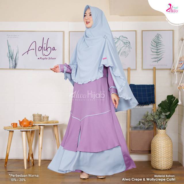 GAMIS SYARI ADIBA SET KHIMAR  || ALWA HIJAB