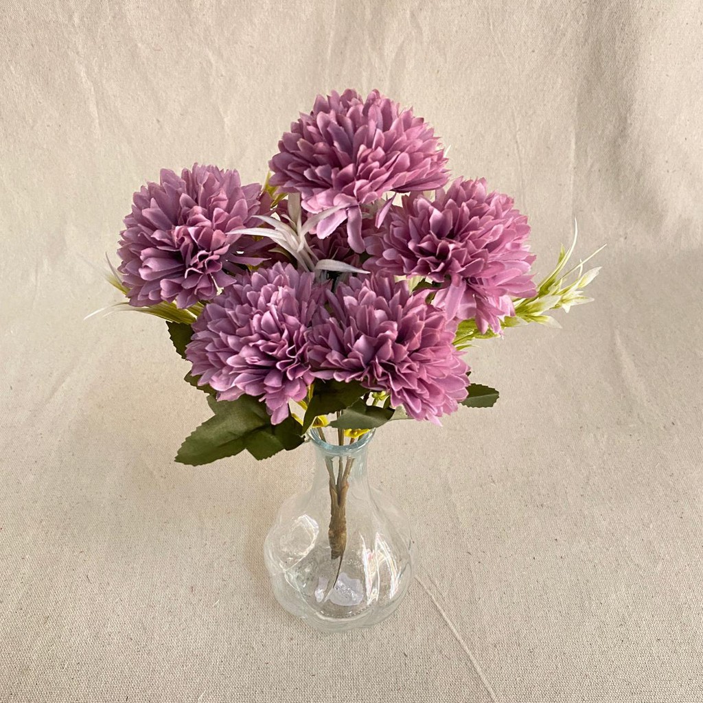 Bunga Pompom Dandelion premium  (satuan) Bunga Artificial / Bunga Plastik / Bunga Dekorasi-ungu