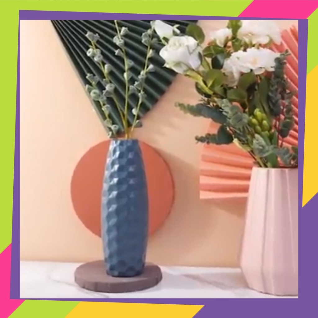 1592D1 / Vas bunga dekorasi bunga hias / Vas bunga plastik gaya Nordic / Pot bunga plastik tanaman Artificial