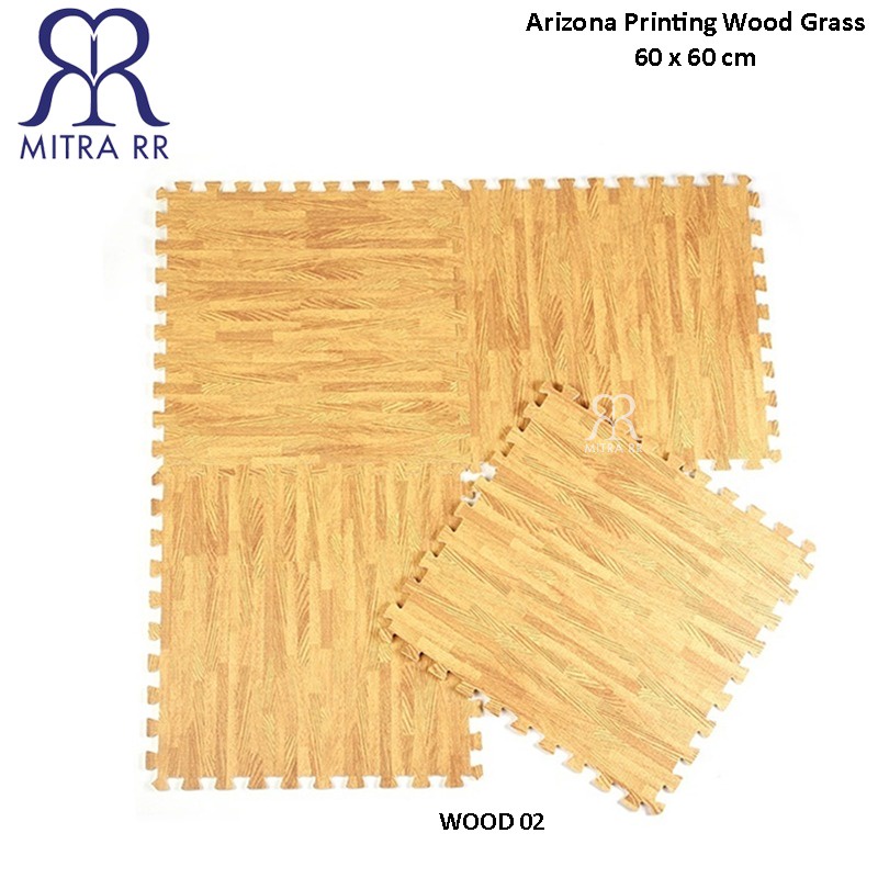 [2 KG] Arizona Puzzle Mat Printing Wood Grass Alas Lantai EVA foam Motif Kayu / Rumput 60 x 60cm