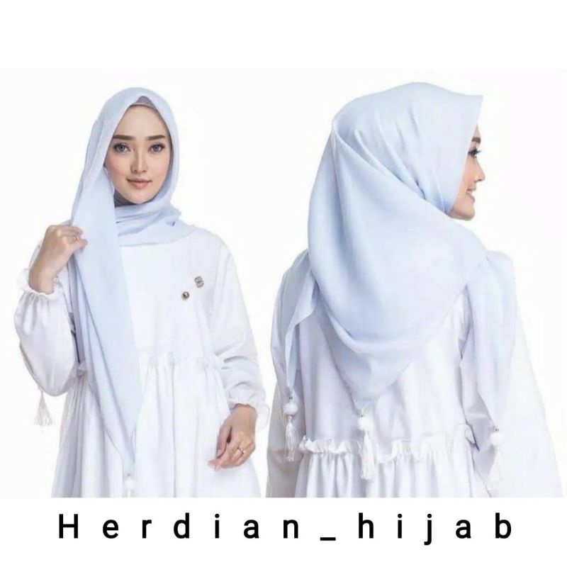 Hijab Segiempat Bella Pom Pom Warna Terlengkap / Kerudung Segiempat Pom-pom warna telengkap / Jilbab Segiempat Pompom warna telengkap / Jilbab Hijab Kerudung Segiempat Terbaru Trend Produk Terbaik Warna Terlengkap-2