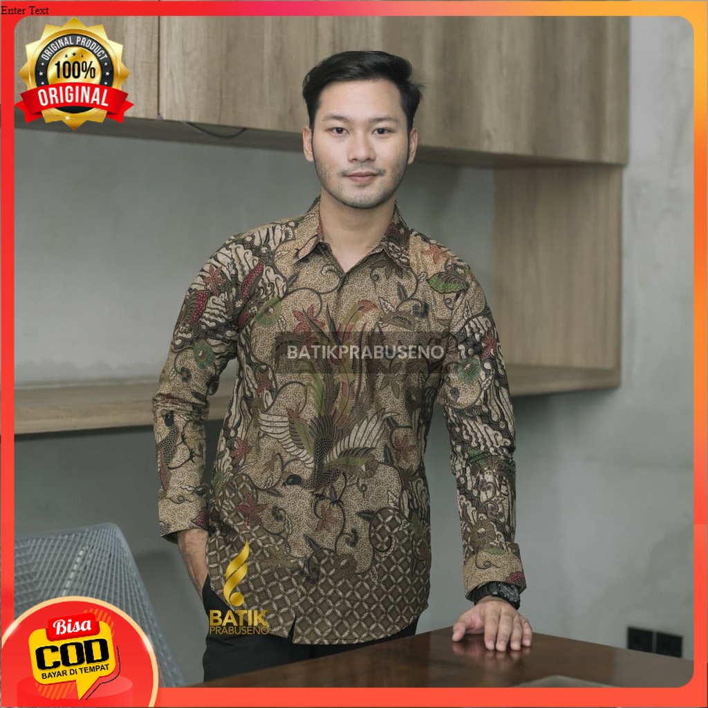 ZAKARIA Kemeja Batik Pria Lengan Panjang Slim Fit Original Ori Prabuseno Full Furing Jumbo Modern Pr