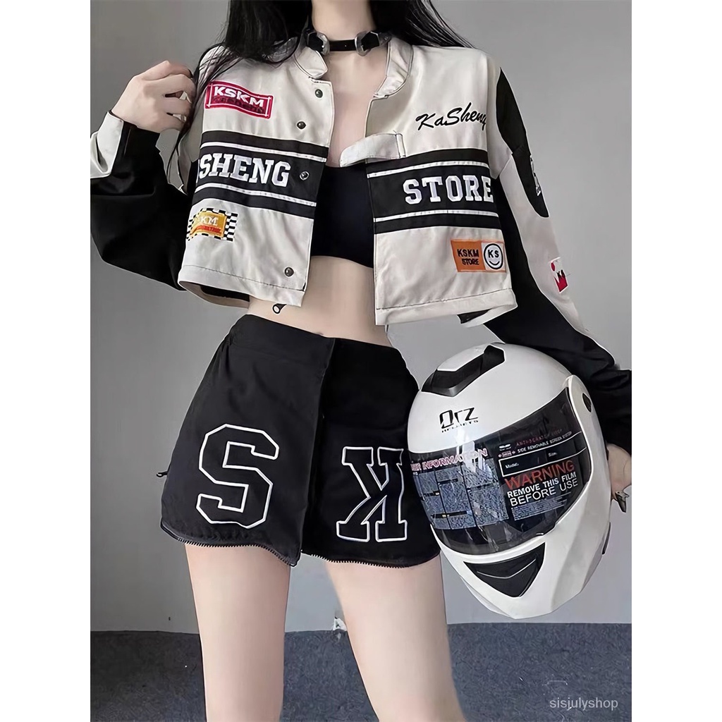 [✅BISA COD]  2022 Jaket super hot girl yang bisa dilepas musim panas setelan motor dua potong fashion wanita