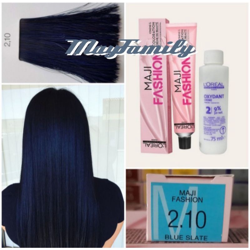Cat rambut loreal majifashion 2.10 blue black blue slate pewarna rambut