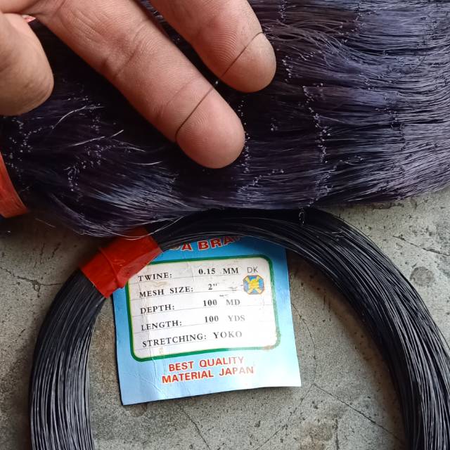 015 Jaring burung hitam tinggi 5 meter panjang 100 yds bonus 1 ikat benang senar hitam