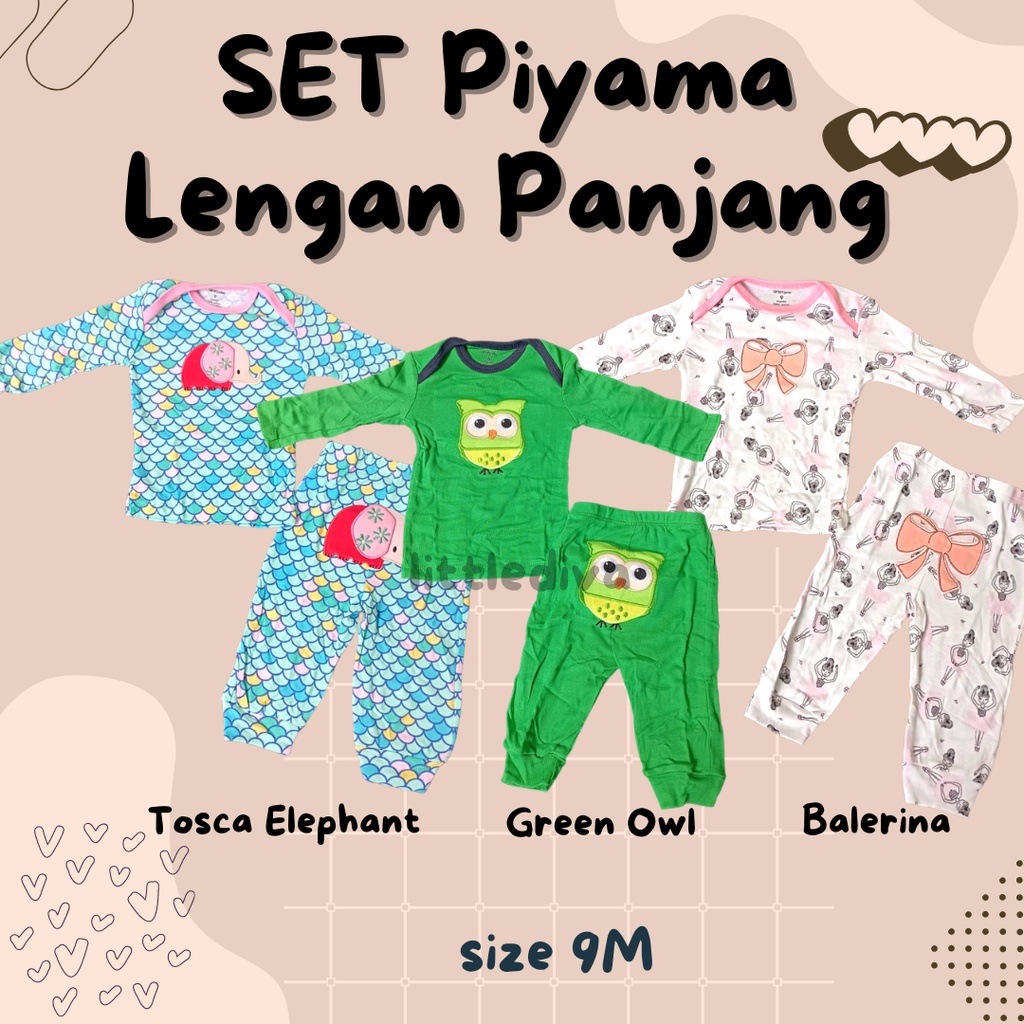 Setelan Piyama Bayi Sz 6 - 24 M 2 Girl &amp; Boy Set Pajama setelan cater panjang cewek cowok baby