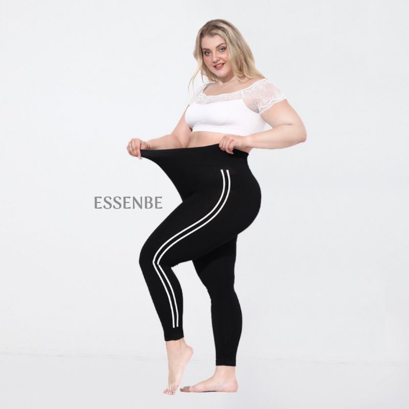 [JUMBO] Legging 7/8 List Putih | Legging Sport Big Size Wanita