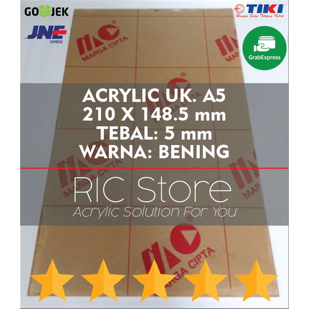 

Acrylic / Akrilik Lembaran Uk. A5 Tebal 5mm BENING