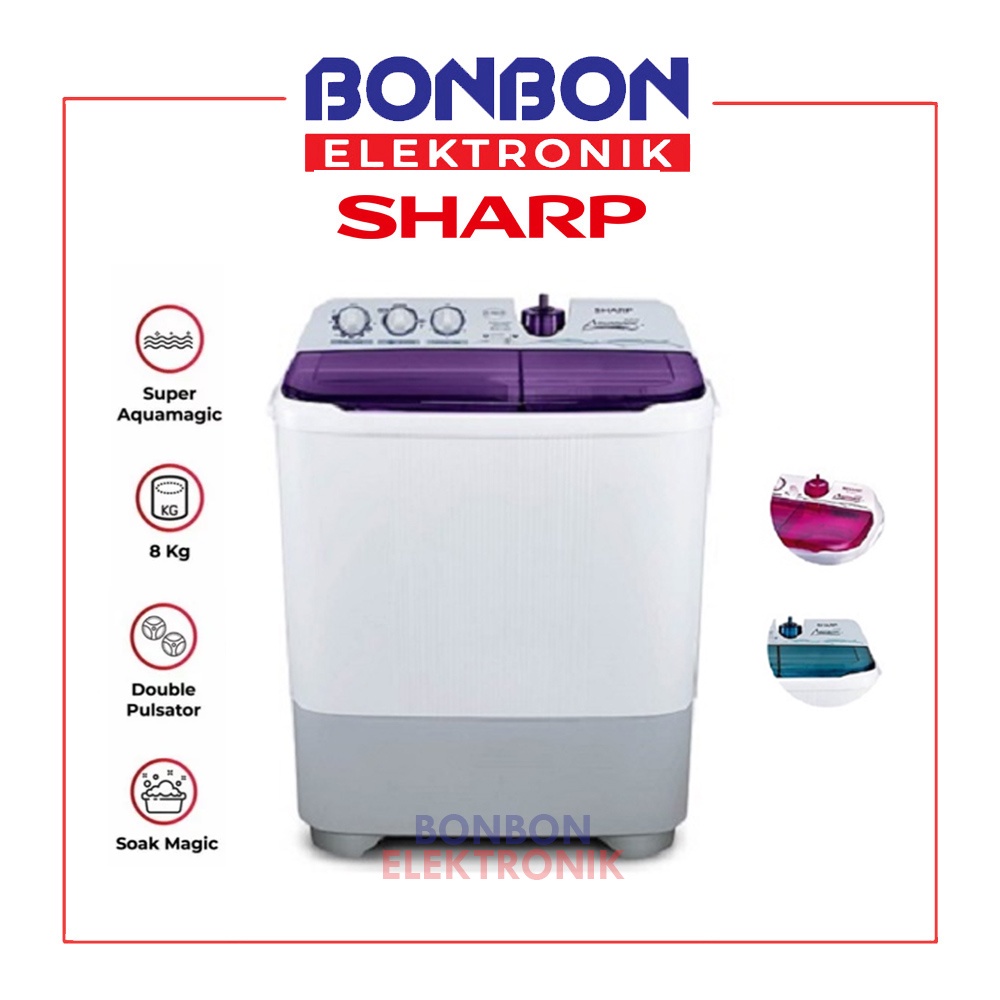 Sharp Mesin Cuci 2 Tabung 8KG EST 85CR / EST 85 CR / BK/PK/VK