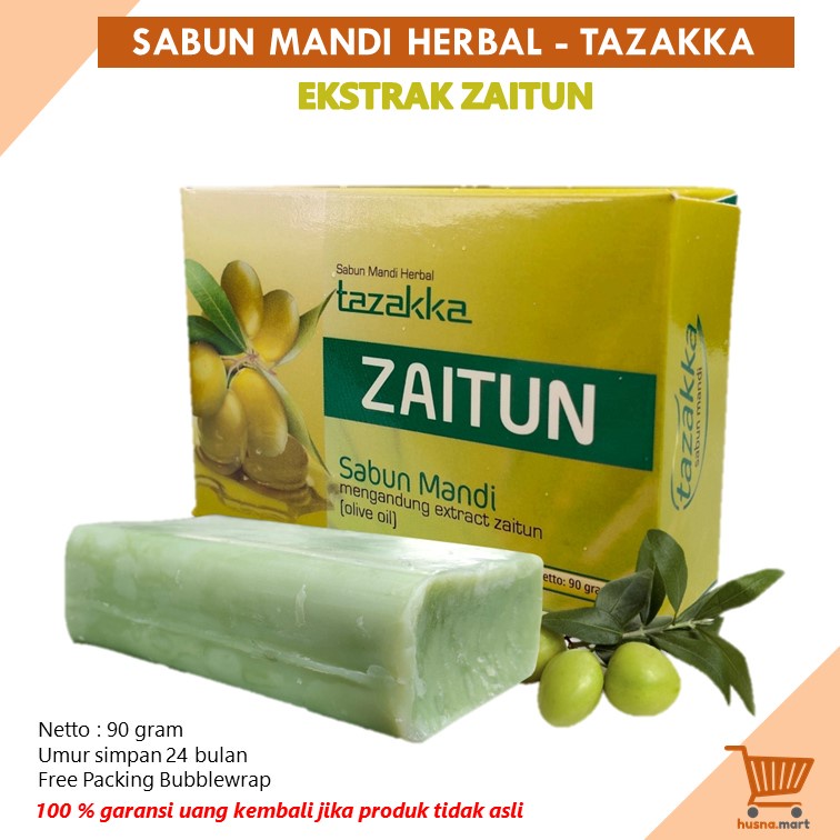 Zaitun Ekstrak Sabun Mandi Herbal Olive Oil Batang Pelembab Kulit Kering Herbal Tazakka 90 gr Body Wash