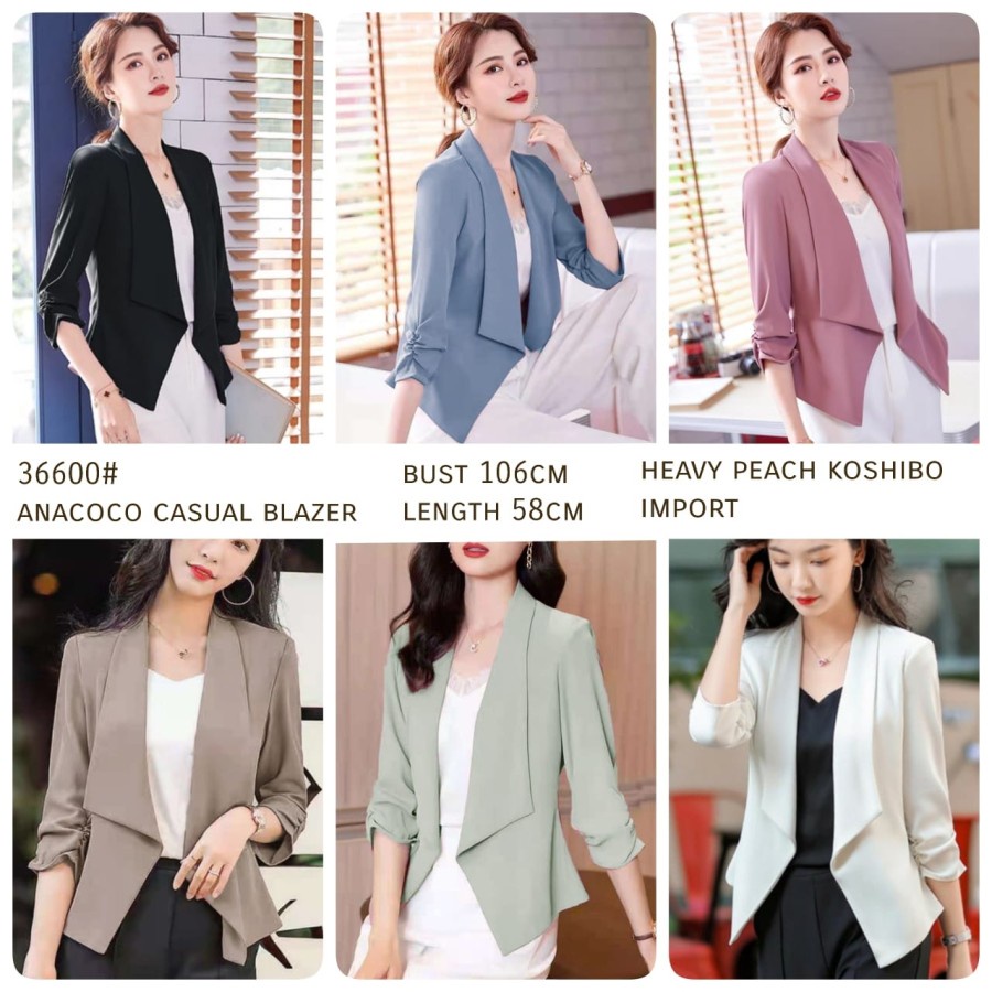 Baju Blazer Import Wanita Remaja Casual Kerja kantor Modis Style korea Terbaru 2022 Blazer Anacoco T