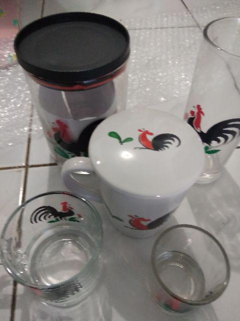 Toples Kaca Tinggi Ayam Jago / Ukuran 650ml / Jar Kaca