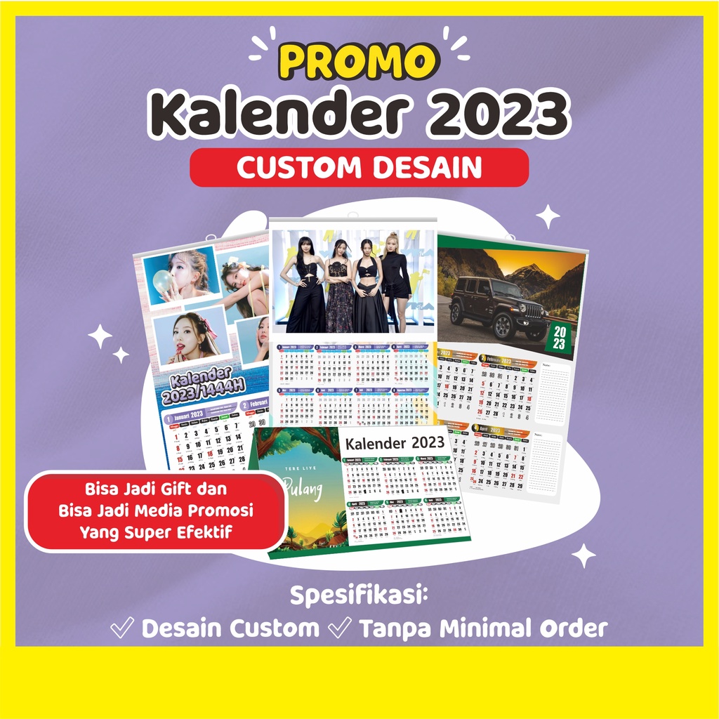 

Cetak Kalender Dinding 2023 Custom Desain / Kalender Meja / Promosi / Instansi / Usaha / Familly / Baby / Couple