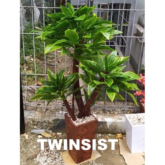 Pohon Bonsai Luky Plastik Artificial Palsu 120Cm/Hiasan Sudut Ruangan/Bunga Hias Plastik/Dekorasi