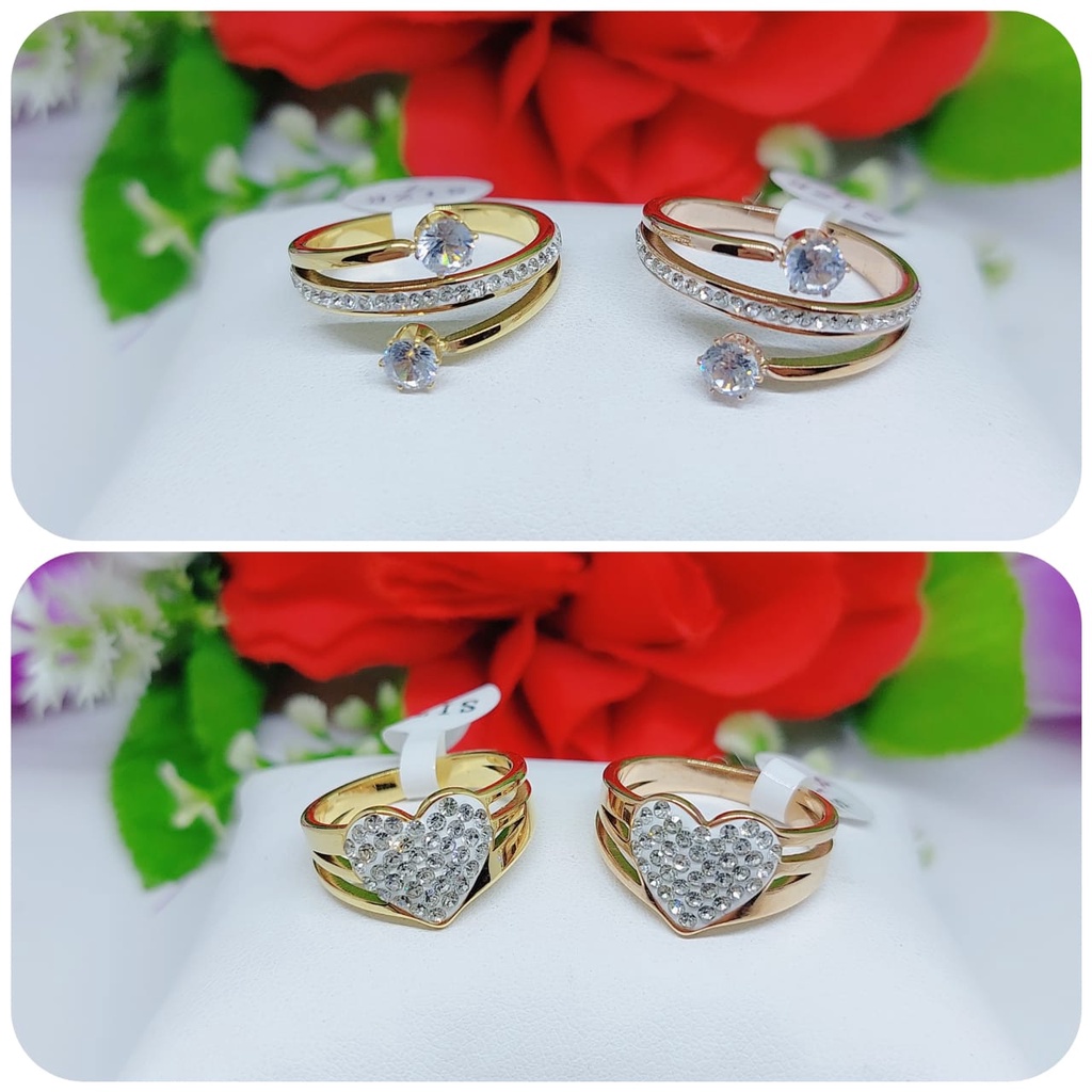 Cincin titanium wanita permata fashion jewellery 0326-0329