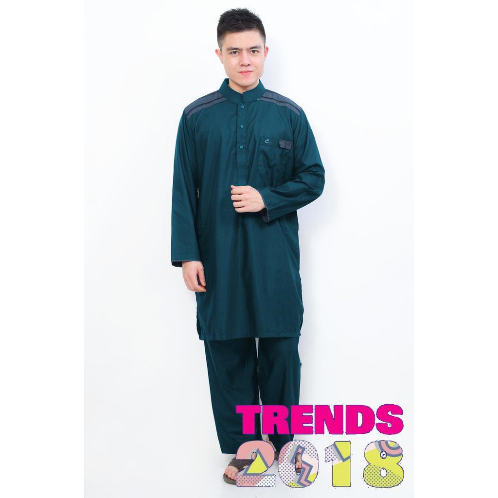 S4allleee Setelan Muslim Gamis Pria Cordova Biru Toska List Biru Tua AL-ISRA Terb4ruuu