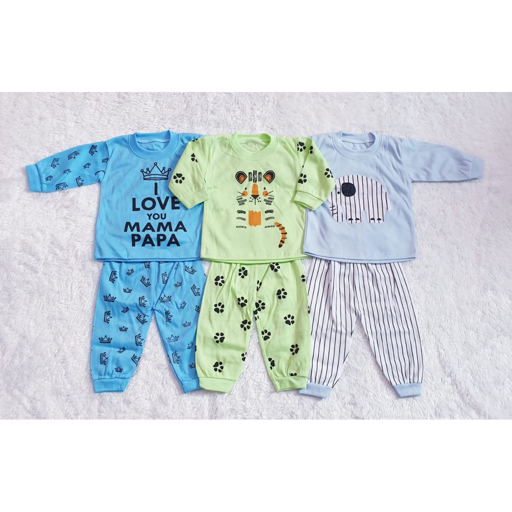 PAKET HEMAT 3 PIYAMA ANAK COWO USIA 0-12 BULAN / CYAND CLOTHING / PAKAIAN BABY