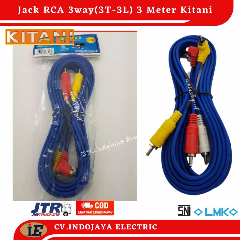 Kabel Kitani RCA Audio 3 in 3 Panjang 3 M High Quality Super Murah