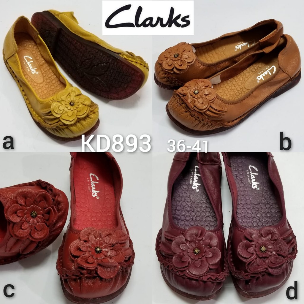 Clarks Zinnia Genuine Leather Sepatu Flat Wanita