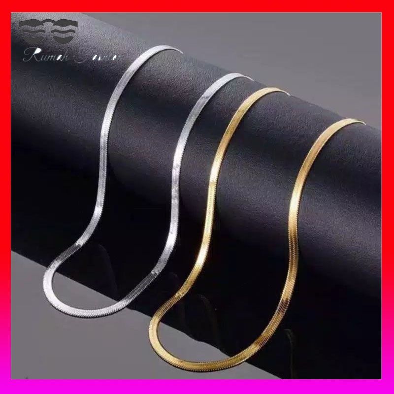 RF - Kalung Panjang Titanium Pria Wanita Korea Style Titanium Kalung Cowok Kotak Anti Karat dan Anti