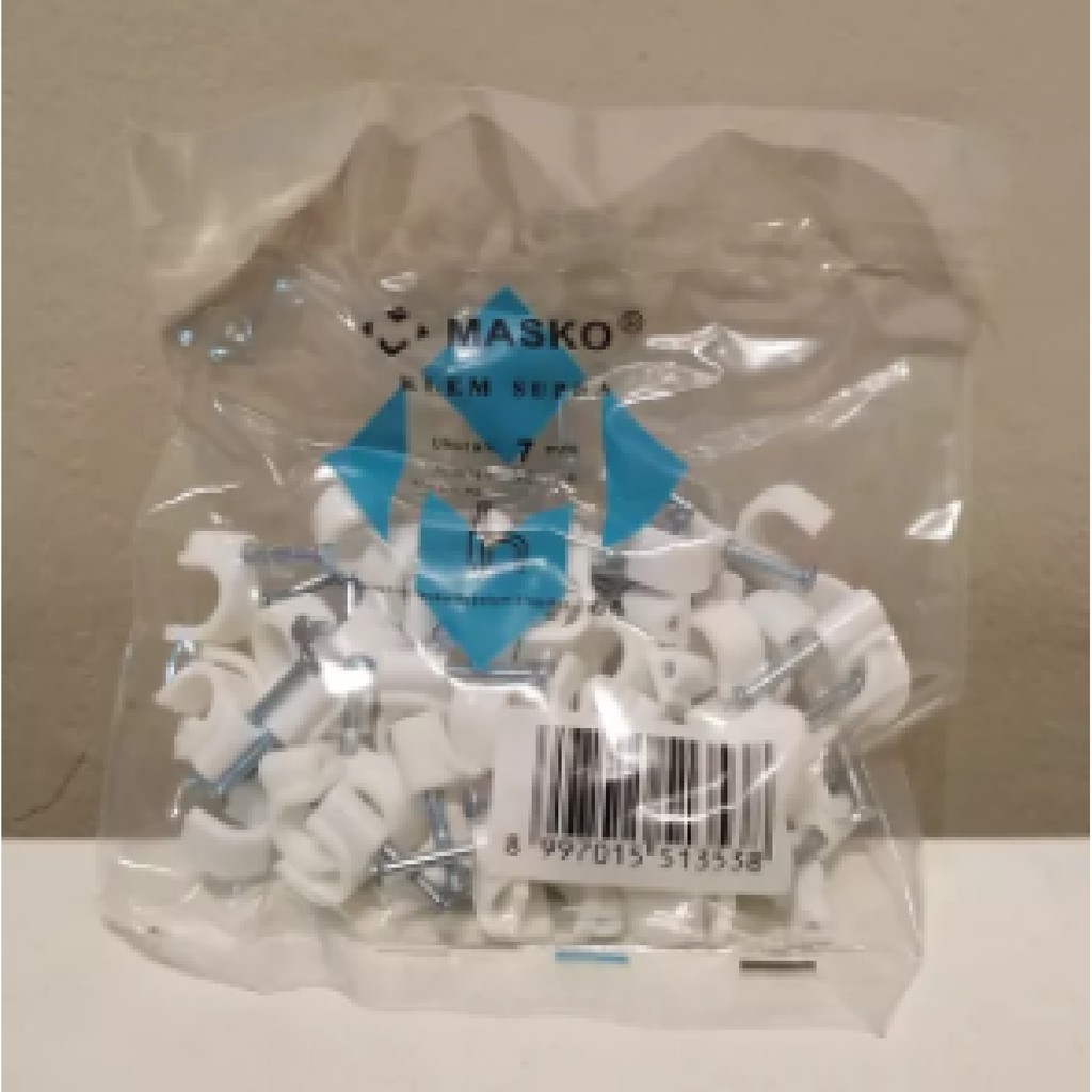 KLEM KABEL PAKU BETON NO 7 MM ( 50 PCS ) MASKO / CABLE CLIP LISTRIK