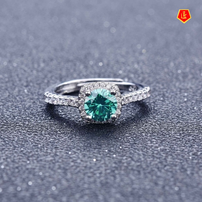 [Ready Stock]Classic Carat Blue Green Moissanite Ring