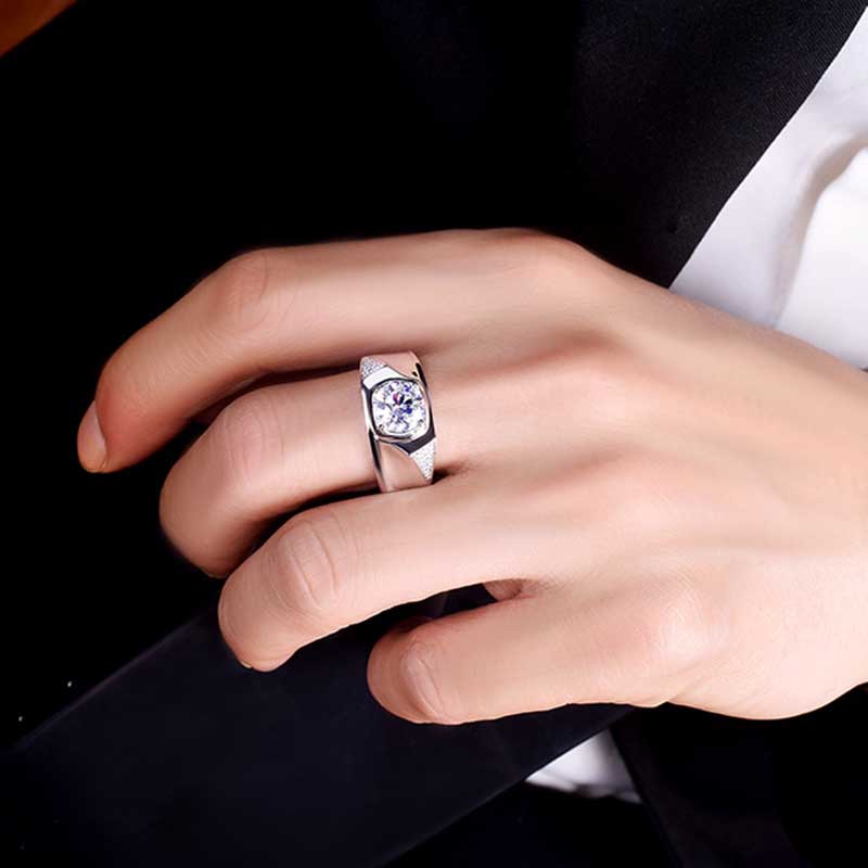 Cincin Kasual Berlian Emas Putih Pria Wanita Aksesoris Fashion Perak Titanium Rings