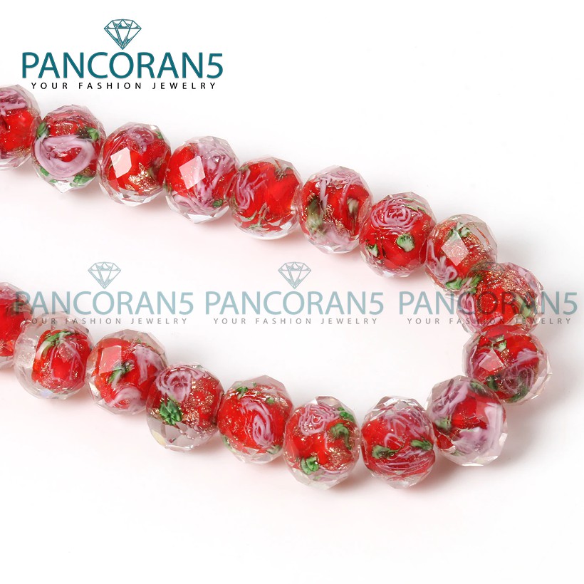 Manik Manik Kristal Lampwork Ceko Murano Warna Merah