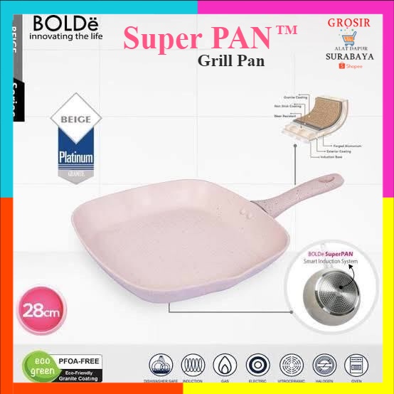 BOLDe Super Grill Pan 28 cm - BOLDE Granite Series / BEIGE Granite series