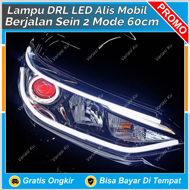 LAMPU DRL LED ALIS SEN MOBIL BERJALAN 2 MODE 60 CM + WELCOME LIGHT MODEL SLIM TIPIS RUNNING