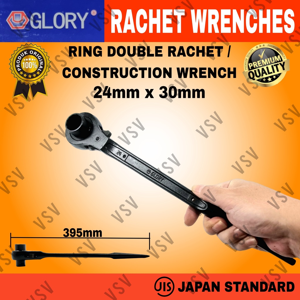 Kunci Ring Double Rachet 24x30mm Kunci Skafolding Construction Wrench Sok Rachet