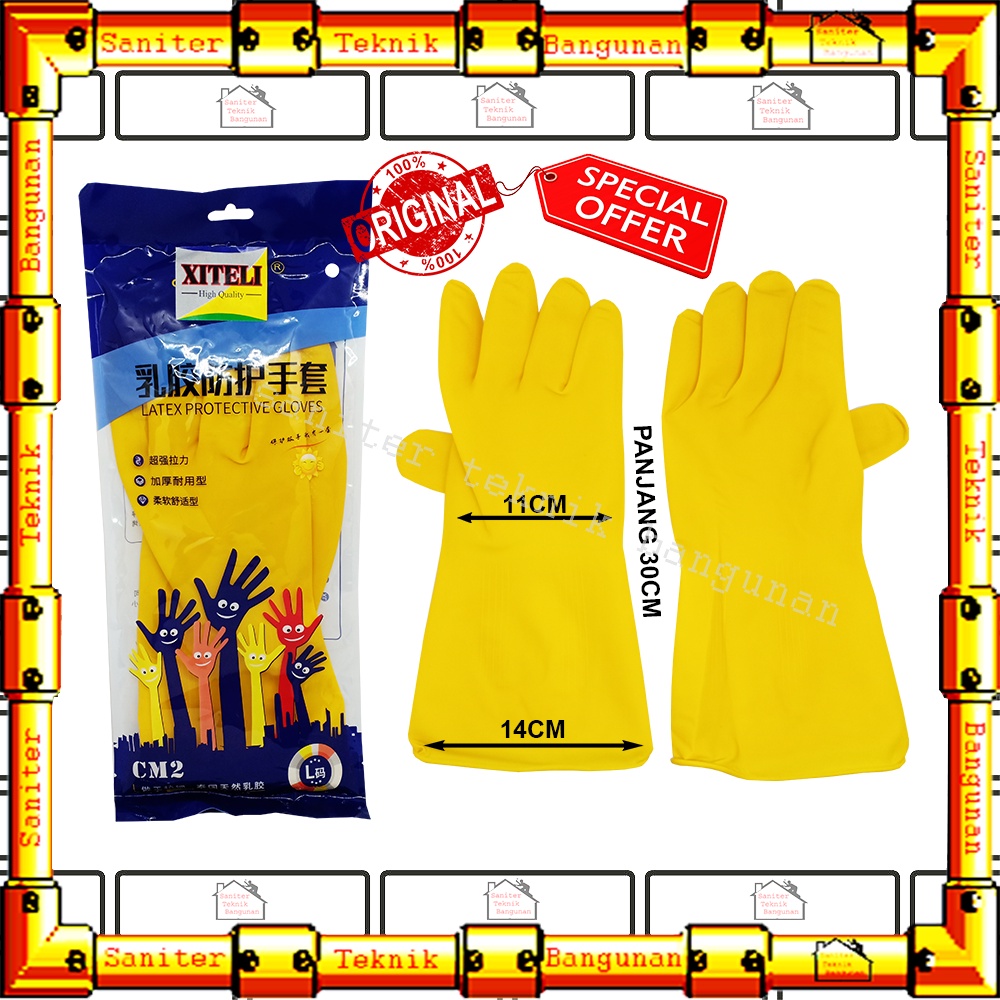 Sarung Tangan Karet Bintik Latex Size L Rubber Gloves Anti Air