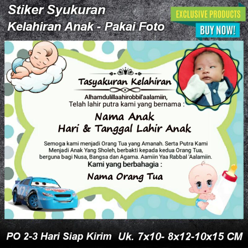 

MURAH - STIKER SYUKURAN KELAHIRAN ANAK - FREE REQUEST FOTO ANAK