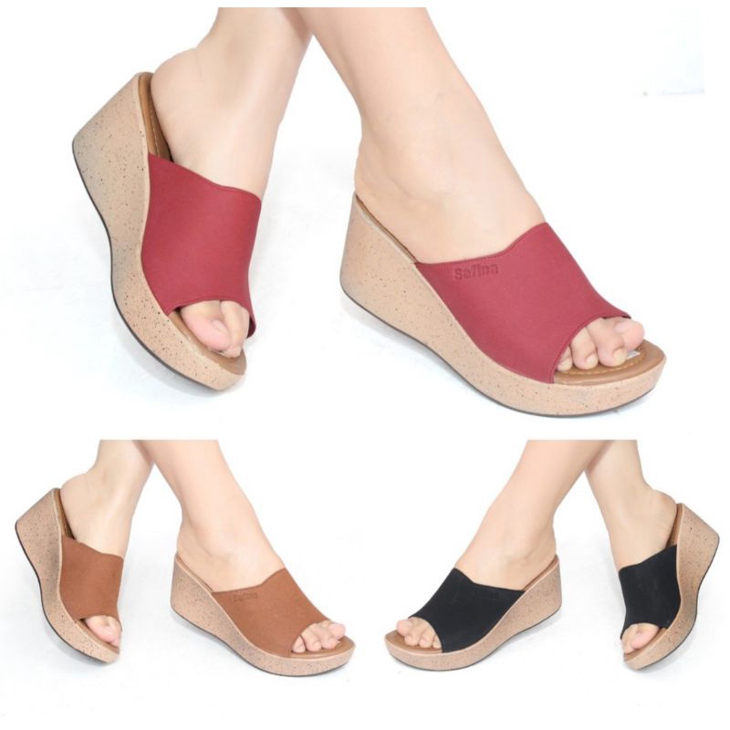 Sandal wedges wanita - sandal slop wanita - sandal wedges