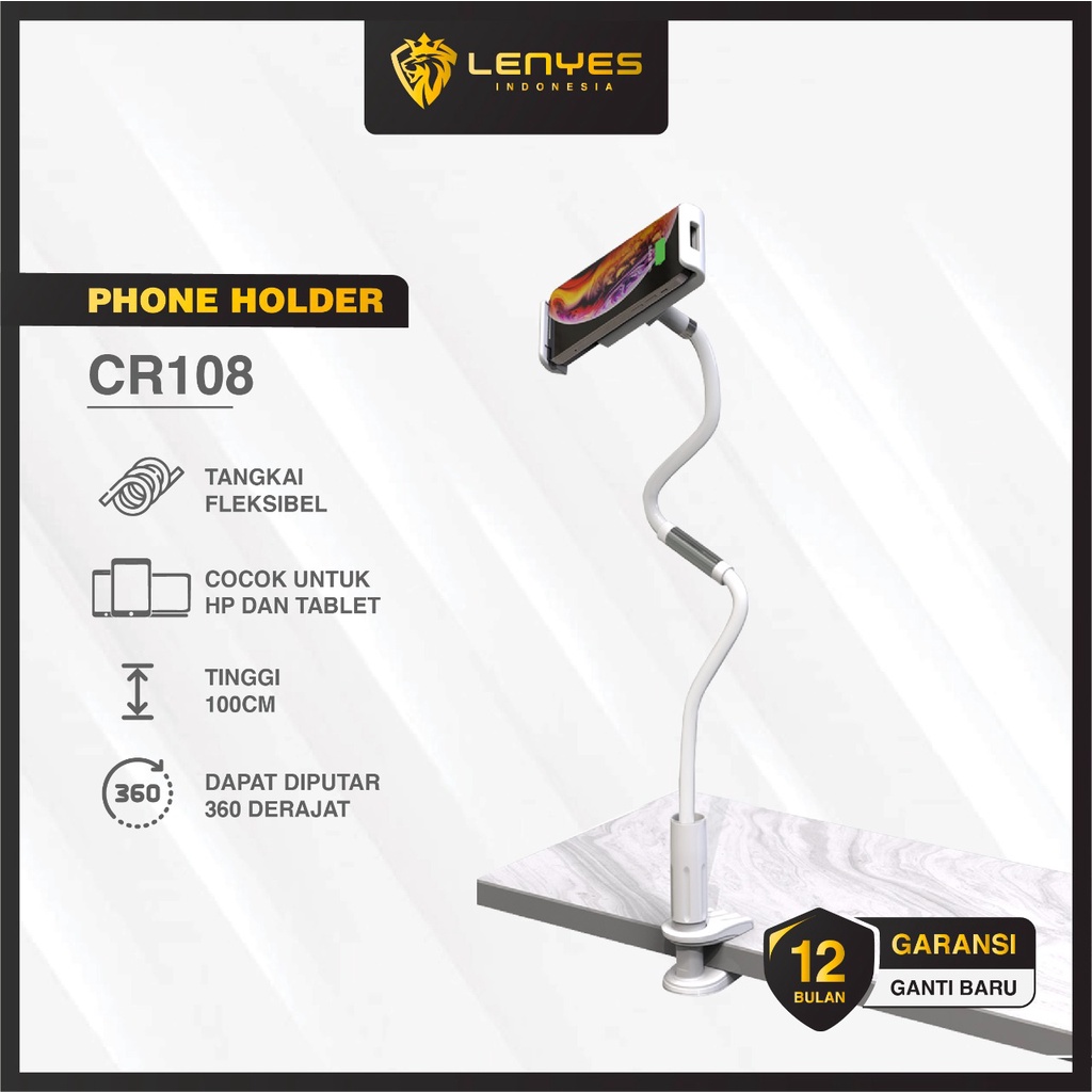 LENYES CR108 Lazy Pod Stand Holder Meja Flexible 1 Meter untuk Smartphone & Tablet Original