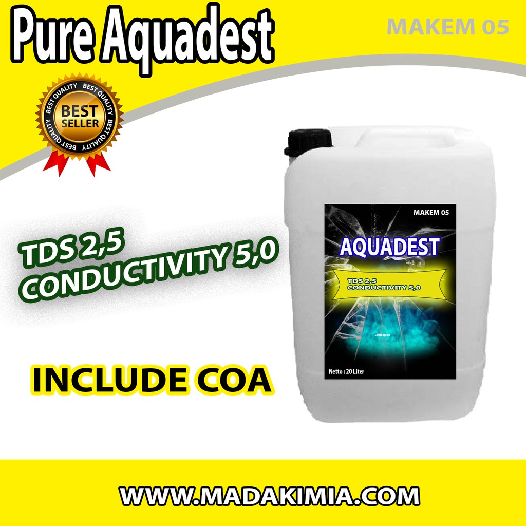 Aquades Distilled Water 20 L Air Suling Aquadest Akuades 20L Best