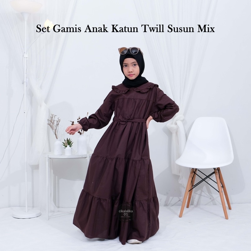 set gamis anak KATUN TWILL mix PASMINA