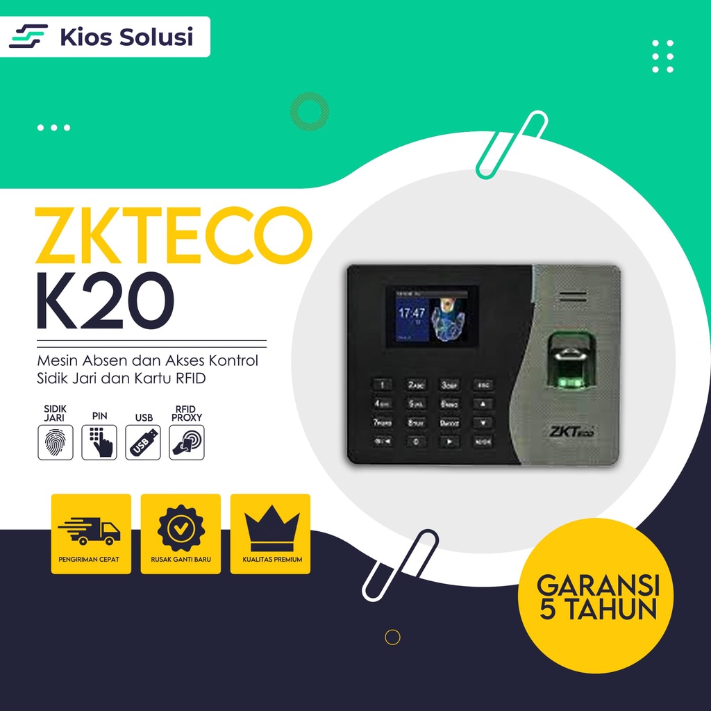 Mesin Absen Sidik Jari dan Kartu RFID PROXY ZKTECO K20 | Mesin Absensi Fingerprint