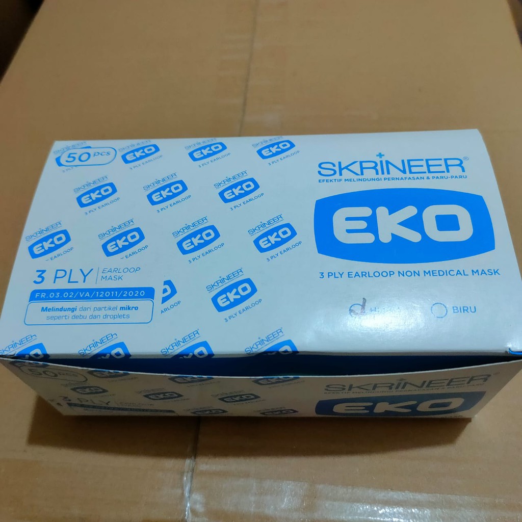 Masker Skrineer Eko 3 Ply Earloop Mask Termurah