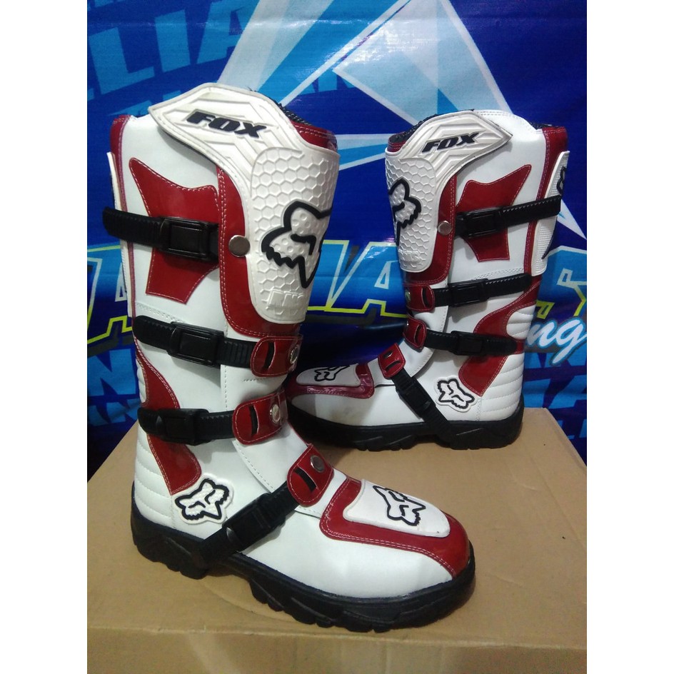 sepatu cross, sepatu trail, sepatu mx lokal putih merah