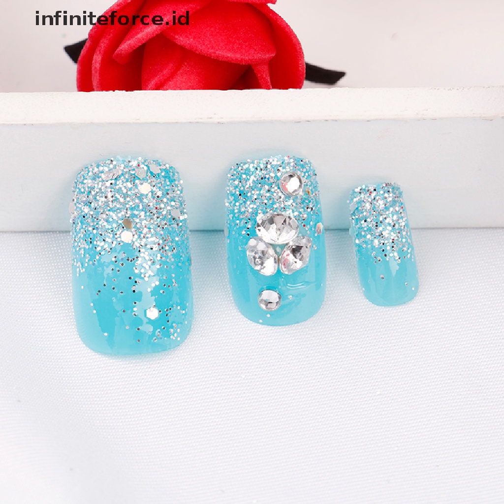 Infiniteforce.id 24Pcs / Set Kuku Palsu Pendek full coverage Untuk Pengantin Wanita